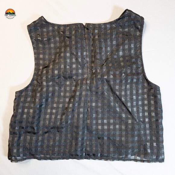 Elle Cropped Tank Top Black Sleeveless Back Zip Boho Chic Women's Size Large - Picture 2 of 9